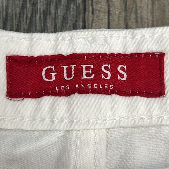 🔥 GUESS LOS ANGELES White Factory Cut-off Denim Jean Shorts Women Size 29 - EUC - Picture 10 of 11